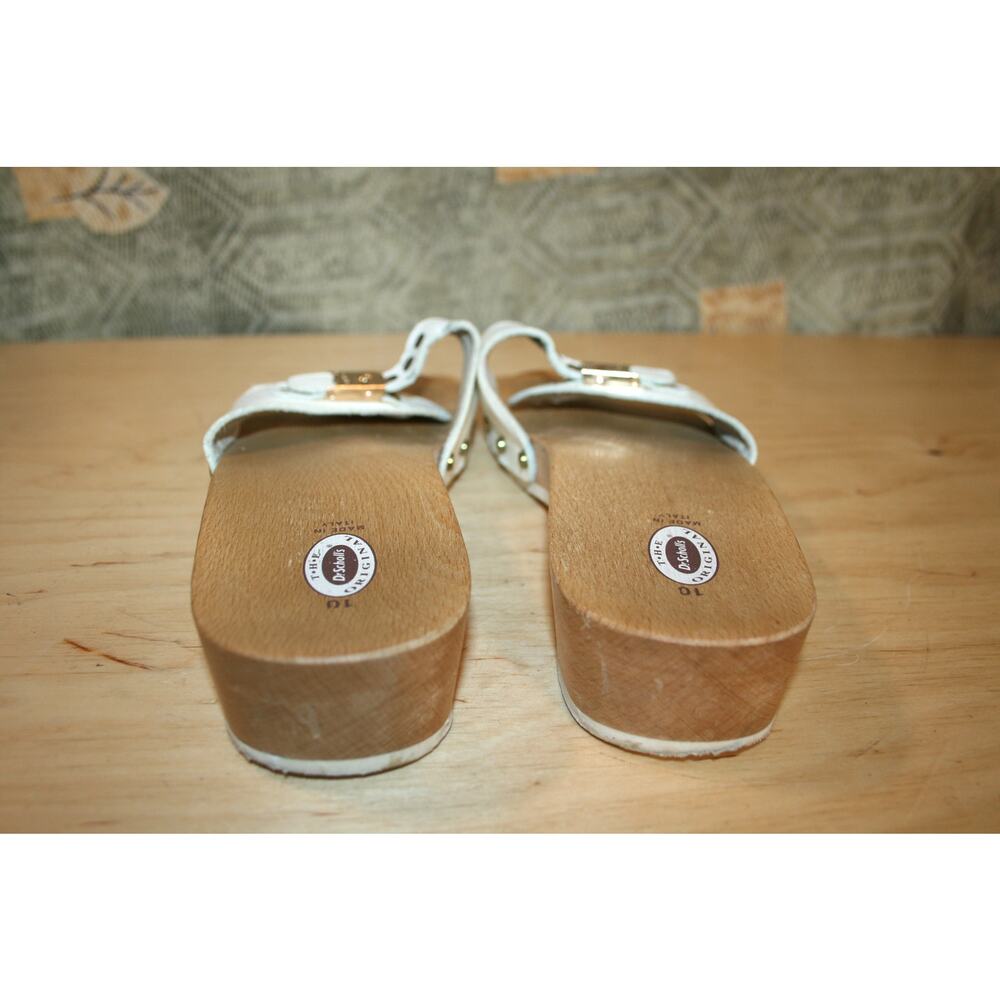 Dr. Scholl's The Original White Leather Slides Adjustable 10 - Picture 4 of 5